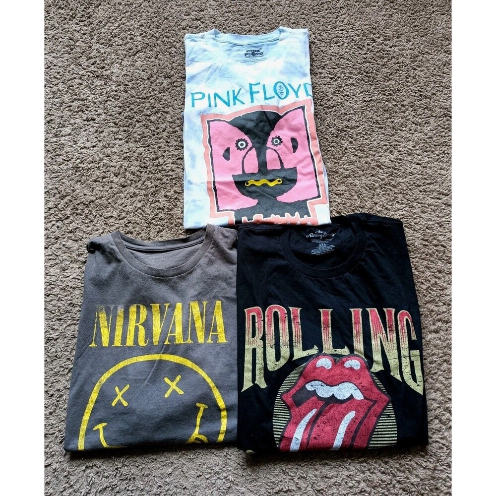 Rock Band T-Shirt Bundle Black Graphic Print Lot Of 3